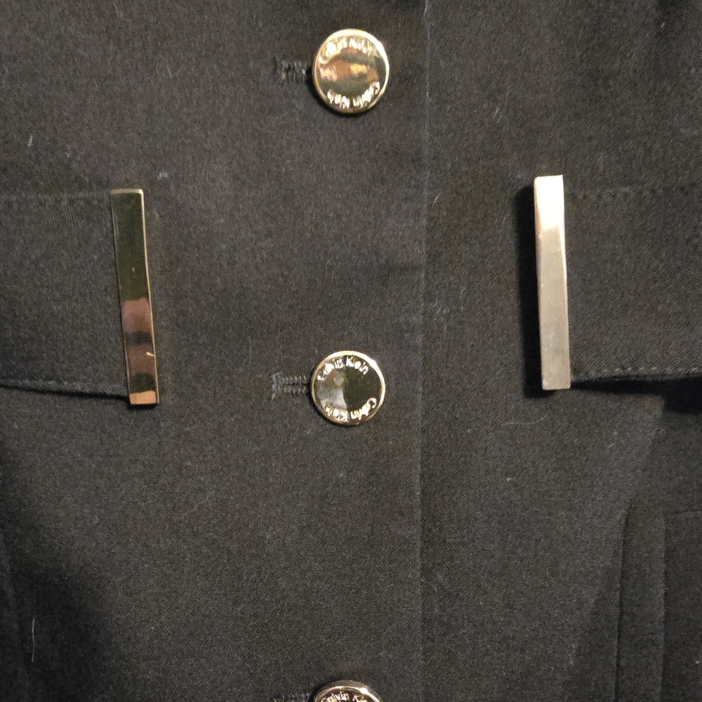Elegant High Collar Calvin Klein Black Button-Down Dress - Picture 4 of 7